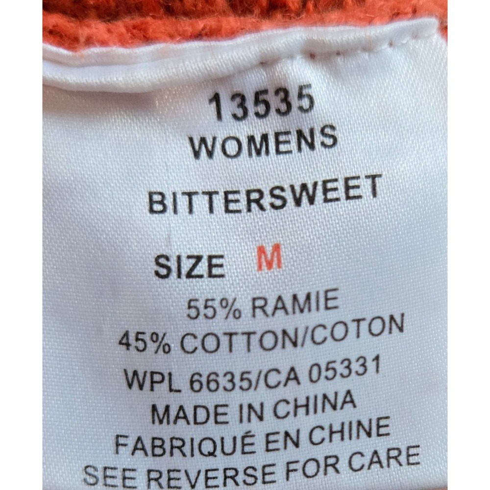 Woolrich Womens M Classic Bittersweet Orange Ramie Cotton Quarter Zip Sweater - Picture 7 of 10